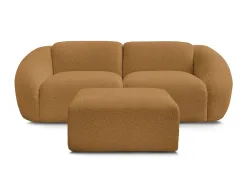 2er Sofa mit Hocker BOBOCHIC TINA Boucle-Stoff gelb