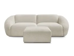 3er Sofa mit Hocker BOBOCHIC TINA Boucle-Stoff beige