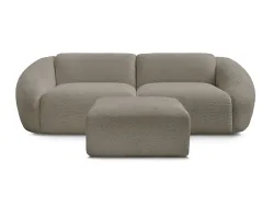 3er Sofa mit Hocker BOBOCHIC TINA Boucle-Stoff taupe