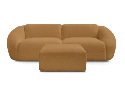 3er Sofa mit Hocker BOBOCHIC TINA Boucle-Stoff gelb