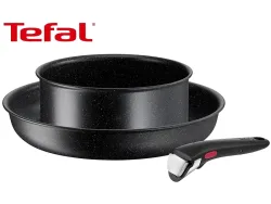 Kochset INGENIO BLACK STONE TEFAL 3 Stück aluminium Schwarz