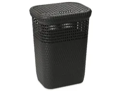 DEAHOME Wäschekorb RATTAN anthrazitschwarz