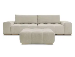 3er Sofa mit Hocker BOBOCHIC ANAKIN Boucle-Stoff beige