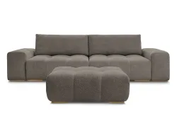 3er Sofa mit Hocker BOBOCHIC ANAKIN Boucle-Stoff rotbraun