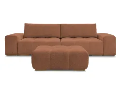 3er Sofa mit Hocker BOBOCHIC ANAKIN Boucle-Stoff orange