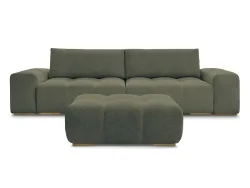 3er Sofa mit Hocker BOBOCHIC ANAKIN Boucle-Stoff grün