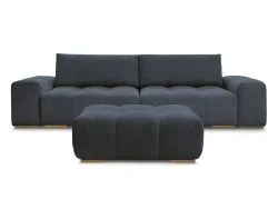3er Sofa mit Hocker BOBOCHIC ANAKIN Boucle-Stoff dunkelblau