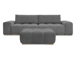 3er Sofa mit Hocker BOBOCHIC ANAKIN Boucle-Stoff dunkelgrau