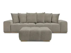 3er Sofa mit Hocker BOBOCHIC ANAKIN Boucle-Stoff taupe
