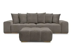 3er Sofa mit Hocker BOBOCHIC ANAKIN Boucle-Stoff rotbraun