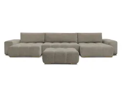 Panorama-Ecksofa mit Hocker BOBOCHIC ANAKIN Boucle-Stoff taupe