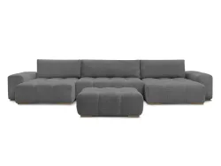 Panorama-Ecksofa mit Hocker BOBOCHIC ANAKIN Boucle-Stoff dunkelgrau