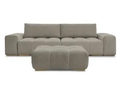 3er Sofa mit Hocker BOBOCHIC ANAKIN Boucle-Stoff taupe