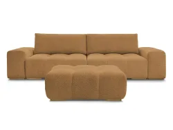 3er Sofa mit Hocker BOBOCHIC ANAKIN Boucle-Stoff gelb