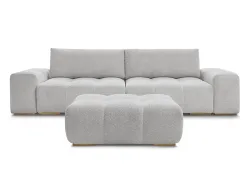 3er Sofa mit Hocker BOBOCHIC ANAKIN Boucle-Stoff hellgrau