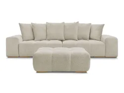 3er Sofa mit Hocker BOBOCHIC ANAKIN Boucle-Stoff beige