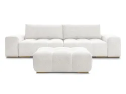 3er Sofa mit Hocker BOBOCHIC ANAKIN Boucle-Stoff weiss