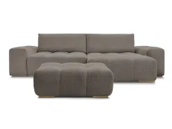 Ecksofa mit Hocker BOBOCHIC ANAKIN Boucle-Stoff rotbraun