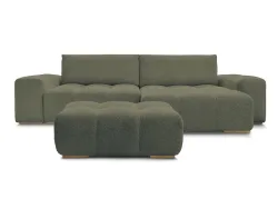 Ecksofa mit Hocker BOBOCHIC ANAKIN Boucle-Stoff grün
