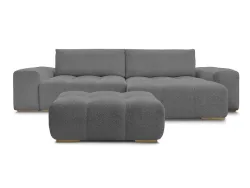 Ecksofa mit Hocker BOBOCHIC ANAKIN Boucle-Stoff dunkelgrau