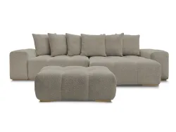 Ecksofa mit Hocker BOBOCHIC ANAKIN Boucle-Stoff taupe