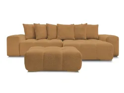 Ecksofa mit Hocker BOBOCHIC ANAKIN Boucle-Stoff gelb