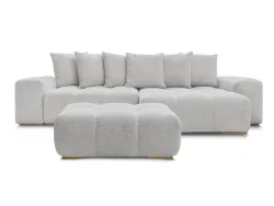 Ecksofa mit Hocker BOBOCHIC ANAKIN Boucle-Stoff hellgrau
