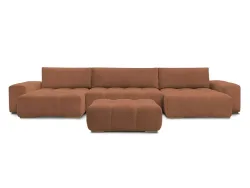 Panorama-Ecksofa mit Hocker BOBOCHIC ANAKIN Boucle-Stoff orange