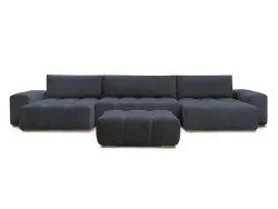 Panorama-Ecksofa mit Hocker BOBOCHIC ANAKIN Boucle-Stoff dunkelblau