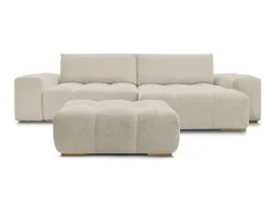 Ecksofa mit Hocker BOBOCHIC ANAKIN Boucle-Stoff beige