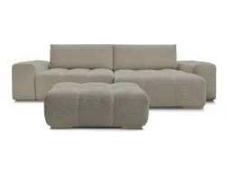 Ecksofa mit Hocker BOBOCHIC ANAKIN Boucle-Stoff taupe