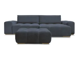 Ecksofa mit Hocker BOBOCHIC ANAKIN Boucle-Stoff dunkelblau