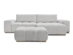 Ecksofa mit Hocker BOBOCHIC ANAKIN Boucle-Stoff hellgrau