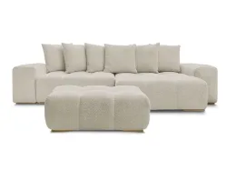 Ecksofa mit Hocker BOBOCHIC ANAKIN Boucle-Stoff beige