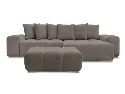 Ecksofa mit Hocker BOBOCHIC ANAKIN Boucle-Stoff rotbraun