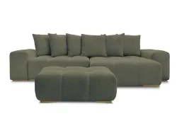 Ecksofa mit Hocker BOBOCHIC ANAKIN Boucle-Stoff grün