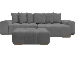 Ecksofa mit Hocker BOBOCHIC ANAKIN Boucle-Stoff dunkelgrau