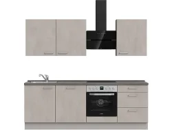 Komplette Küche MODUSET RIVA PREMIUM Beton Grau 60x240cm