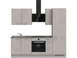 Komplette Küche MODUSET RIVA PREMIUM Beton Grau 60x240cm