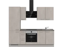 Komplette Küche MODUSET RIVA PREMIUM Beton Grau 60x240cm