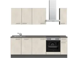 Komplette Küche MODUSET RIVA CLASSIC Weissbeton 60x240cm