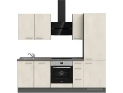 Komplette Küche MODUSET RIVA PREMIUM Weissbeton 60x240cm