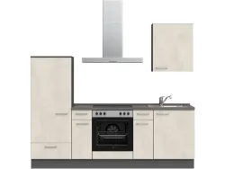Komplette Küche MODUSET RIVA CLASSIC Weissbeton 60x240cm
