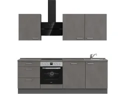 Komplette Küche MODUSET RIVA PREMIUM Beton Schiefergrau 60x240cm