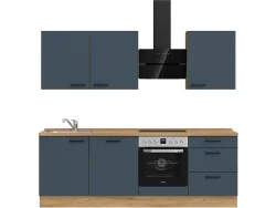 Komplette Küche mit Elektrogeräten MODUSET EASYTOUCH PREMIUM Fjordblau 60x240cm