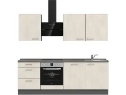 Komplette Küche mit Elektrogeräten MODUSET RIVA PREMIUM Weissbeton 60x240cm