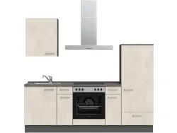 Komplette Küche mit Elektrogeräten MODUSET RIVA CLASSIC Weissbeton 60x240cm