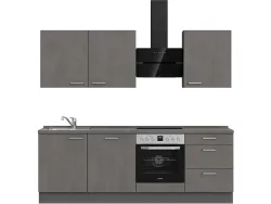 Komplette Küche mit Elektrogeräten MODUSET RIVA PREMIUM Beton Schiefergrau 60x240cm