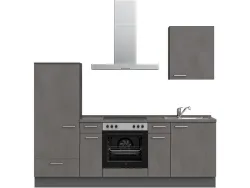 Komplette Küche mit Elektrogeräten MODUSET RIVA CLASSIC Beton Schiefergrau 60x240cm