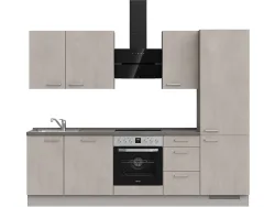 Komplette Küche MODUSET RIVA PREMIUM Beton Grau 60x270cm